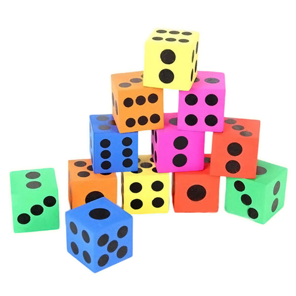 Hot SET OF 12 SOFT COLOURFUL FOAM Design LARGE DICE PARTY LOOT BAG FILLER 3.7cm
