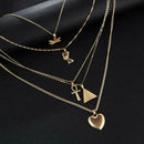 Punk Heart Cross Pendant Clavicle Chain Women Multilayer Necklace Jewelry A
