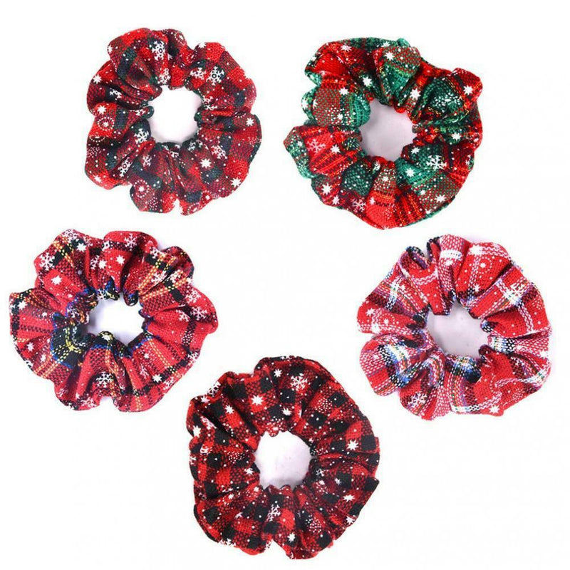 5 Pieces Christmas Scrunchies Elastic Bobbles Hair Bands Scrunchy Hair Ropes