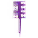 Salon 3-Way Weaver Weaving Comb Hair Dyeing Sectioning Highlighting Purple