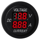 DC 12-24V Red LED Dual Display Voltmeter Ammeter Round Panel for car motorc F2X4