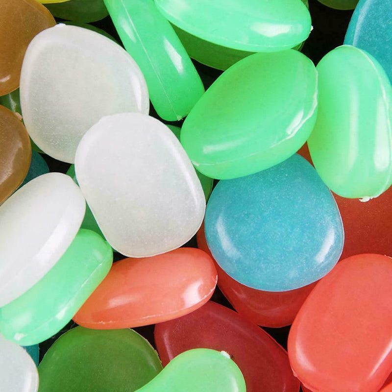 20pcs Colorful Glow in The Dark Luminous Stones Fish Aquarium Pebbles Tank B6Q4