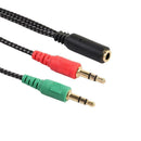 2 Pcs 3.5mm Stereo Jack 1 Female to 2 Male Headphone Microphone Audio Cable