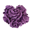 Pack of 12pcs Foam Roses Glitter Powder Flower Bouquet Wedding Decor Purple