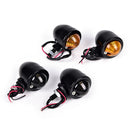 1 Pair Black Metal Motorcycle Cafe Racer Turn Signal Indicator Light Lamp JR BX