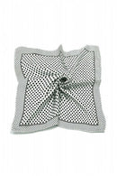 5X(Print Polyester 20" Kerchief Neck Scarf for Woman-Black Dot With White  I4F5)