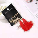6Pairs Women Korean Style Earrings Set Tassel Crystal Stud New Hook Dangle