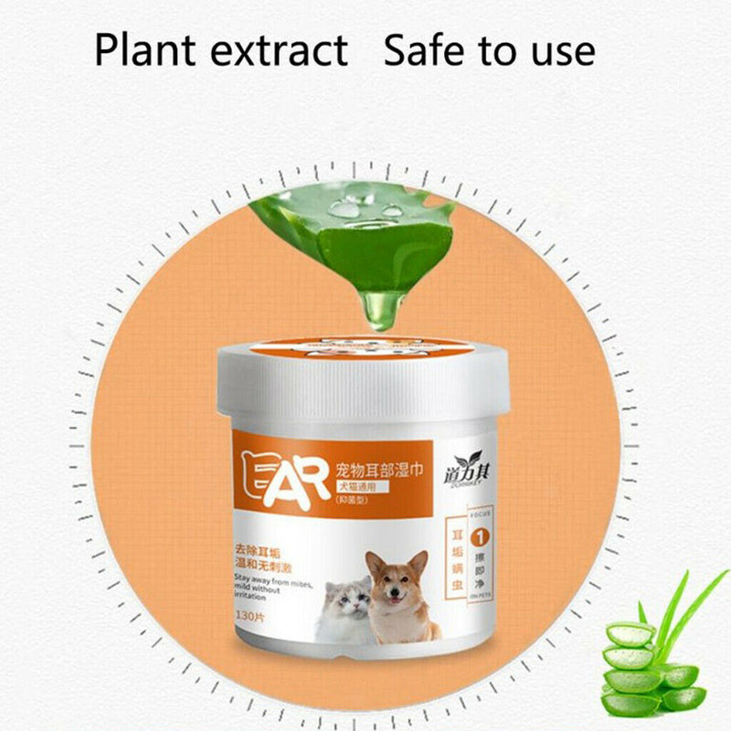 260pcs Pet Ear Wipes Soft Gentle Dog & Cats Presoaked Cleaning Grooming Pads