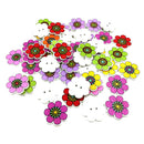 50Pc Cartoon Sunflower Wood Sewing Buttons for Card Making Scrapbooking 25mm
