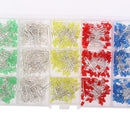 750Pcs 3mm Assorted Clear LED Kit Super Bright Light Emitting Diodes 5Colors