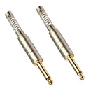 2x 6.35mm Mono Jack Connector for DIY Audio Microphone Soldering Adapter