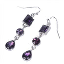 Boho Purple Ear Stud Sliver Plated Crystal Dangle Hook Drop Earrings Jewelry Kw
