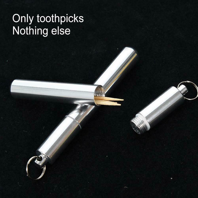 Pocket Toothpick Holder Waterproof Useful Alloy Box Metal Pill Case Keychain