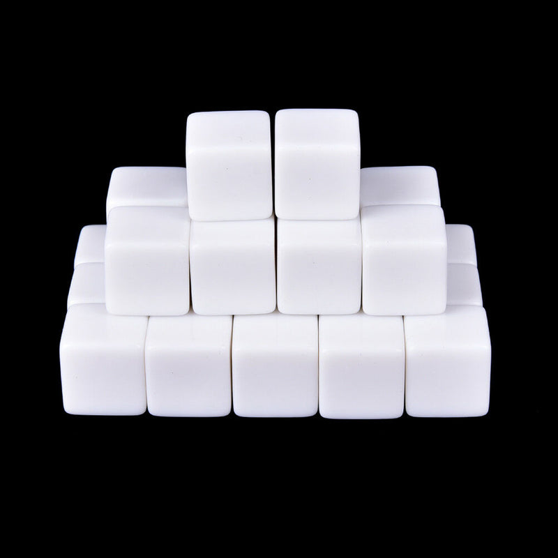25PCS 16mm gaming Dice white standard six sided die 6D RPG counting cubes ^