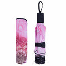 Three Fold Sun Rain Umbrellas Woman Flower Printing Black Shading Coating U