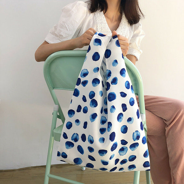 Ink Print Handbag Women Reusable Daily Portable Lady Large Shopping Totes
