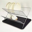Steel Foldable X Shape 2-Tier Shelf Dish Drainers With Drainboard