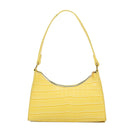 Fashion Alligator PU Handbag Women Solid Tote Elegant Shoulder Bag (Yellow)