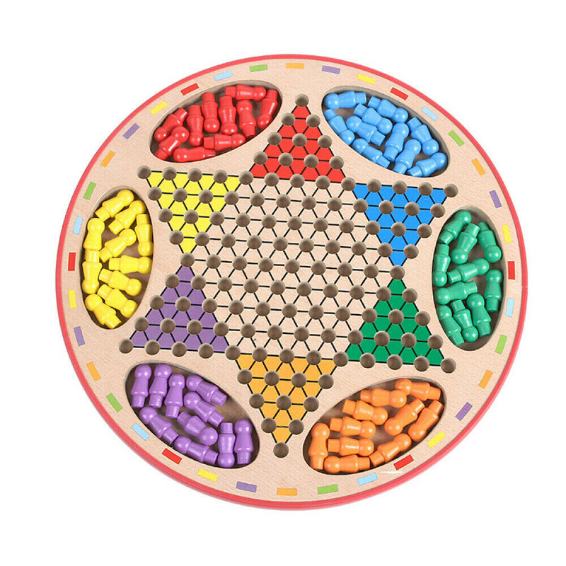 Wood Chinese Checkers Jump Game tiaoqi Game Children educational chess toys