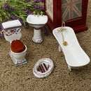 4 PCS 1/12 Mini Furniture Ceramic Bathroom Set Toilet Bathtub & Sink and Mirror