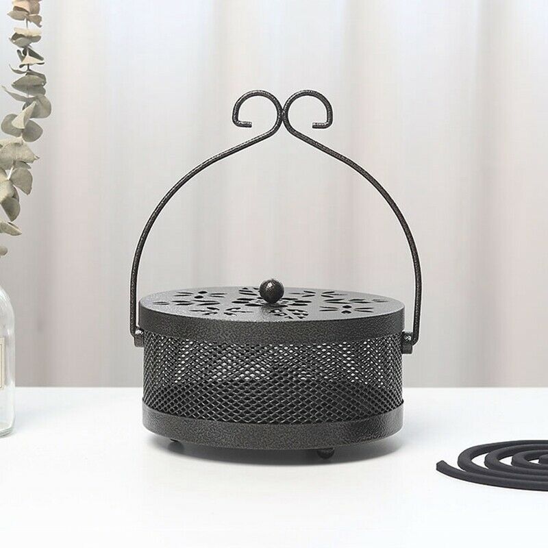 Creative Mosquito Coil Stand Mosquito Coil Box with Lid Fireproof Home Indo F4K3