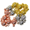 15x Engraved Round Ball 8mm Magnetic Clasp Jewelry Making Findings Accessory