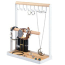 Jewelry Display Stand Holder with Wooden Ring Tray and Hooks Storage Neckla