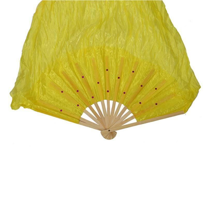 1.8m Hand Made Colorful Belly Dance Dancing Silk Bamboo Long Fans Veils M6J2