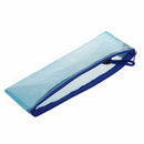 Grid Design Blue Zipper Closure Soft PVC Stationery Pouch Bag