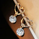 1Pair Women Eardrop Fashion Heart Shaped Zircon Earrings Crystal Stud Beauty