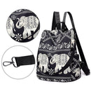 Multifunction Anti-Theft Backpack Oxford Print Lady Shoulder Bag (Elephant)