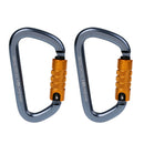 2x 28KN D Ring Carabiner Auto Locking Keychain for Mountaineering Hiking