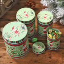 4pcs Christmas Iron Storage Box Santa Claus Snowman Elk Candy Can (Green) A
