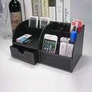 7 Storage Compartments Multifunctional PU Leather Office Desk Organizer,Bus V7S9