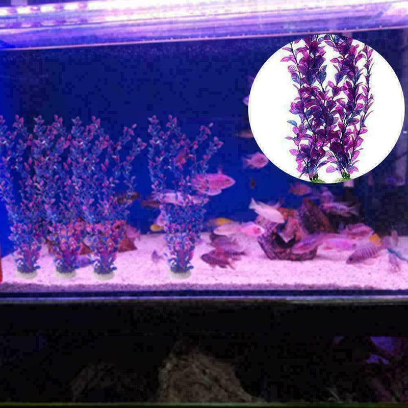 Aquarium Ornament 33cm Fish Tank Plants Pet Playing Toys Purple Water Grass I8J5