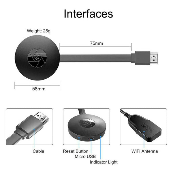 AirPlay MiraScreen USB Display Dongle Adapter 1080P Wifi HDMI TV Stick Miracast