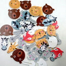 50pcs Assorted Animal Flatback Wooden 2 Holes Buttons for Sewing Craft Decor