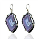 Purple crystal Dangle Large Drop Earrings Hook Moonstone Women Fashion Jewelry