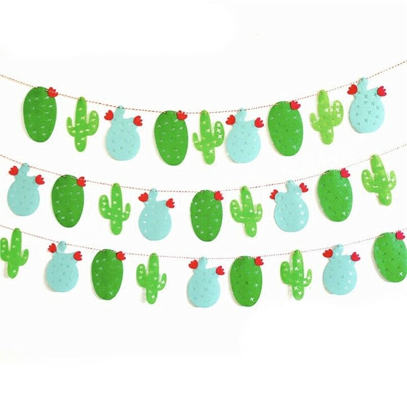 1 set Non-woven Fabric Cactus Garland Banner Flag Bunting Garland Party Fav