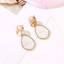 Heart Pendant Earrings Round Metal Geometric Women Ear Drop Jewelry (03) A