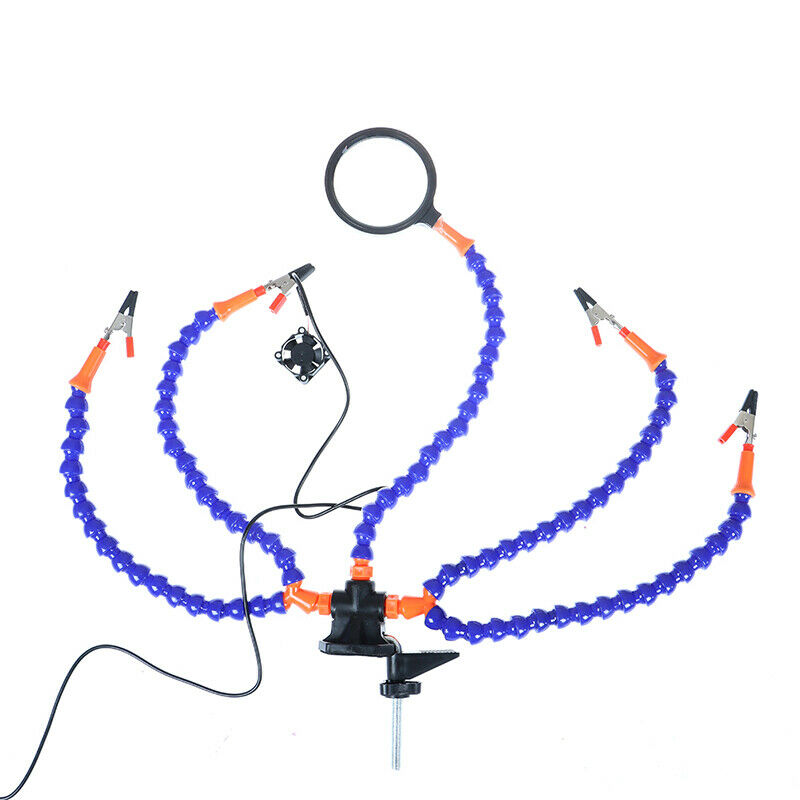 Desk Clamp Soldering PCB Holder Helping Hand Welding Station fan MagnifierB_kz