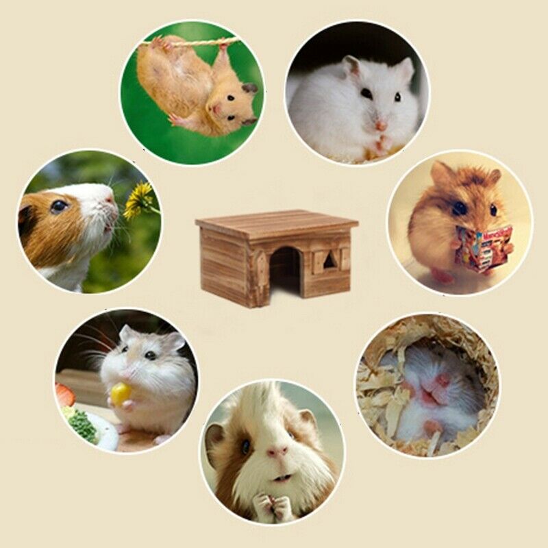 Natural Wood Rectangle Small Animal Pet Hamster House Bed Summer Cool Guine