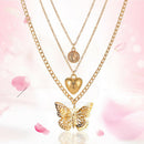 Multi Layer Butterfly Love Choker Pendant Women Necklace Long Sweater Chain