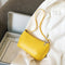 Women Casual Handbag Portable Female Solid PU Totes Shoulder Bag (Yellow)
