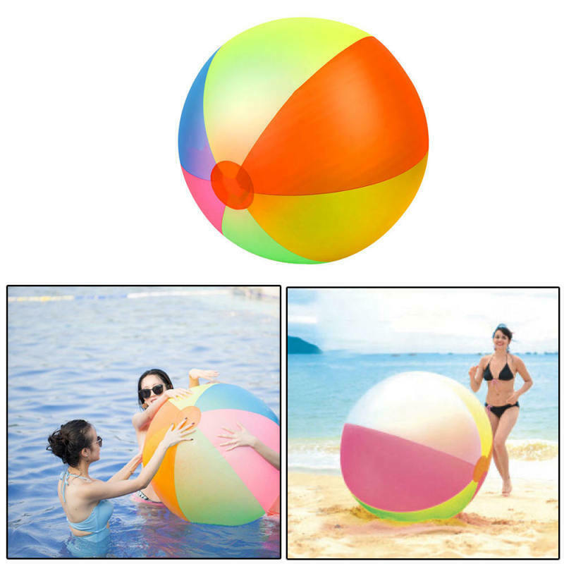 Beach Pool Play Ball Inflatable PVC Multicolor Summer Garden Lawn Swimmi VEE