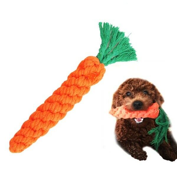 1pcs Dog Toys Cotton Carrots Chew Teeth Cleaning Braided Rope Puppy Teeth B