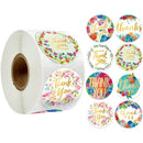 500Pcs/Roll Handmade Thank You Flower Stickers Paper Label Round Gift DecorSEAU