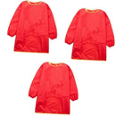3 Sizes Kids Long Sleeve Waterproof Painting Apron For Kid Cleaning Red
