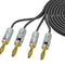 2x Hi-end 10ft 12 Gauge Hifi Speaker Cable Wire with 8pcs 4mm Banana Plugs
