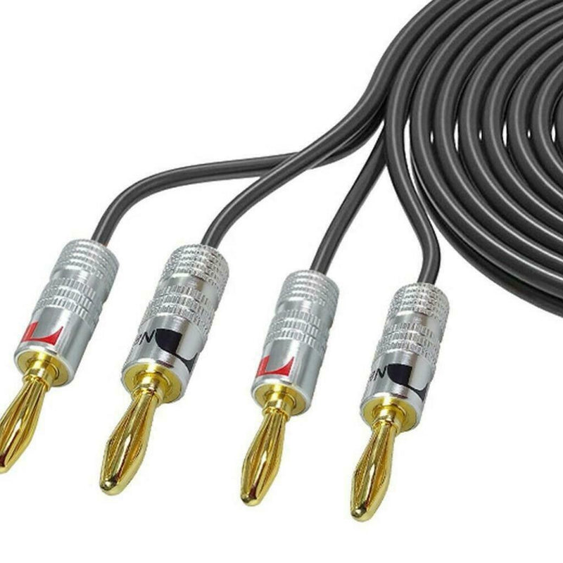 2x Hi-end 10ft 12 Gauge Hifi Speaker Cable Wire with 8pcs 4mm Banana Plugs
